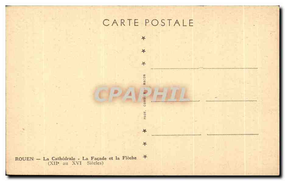 CPA Rouen La Cathedrale La Facade et la Fleche — Verso