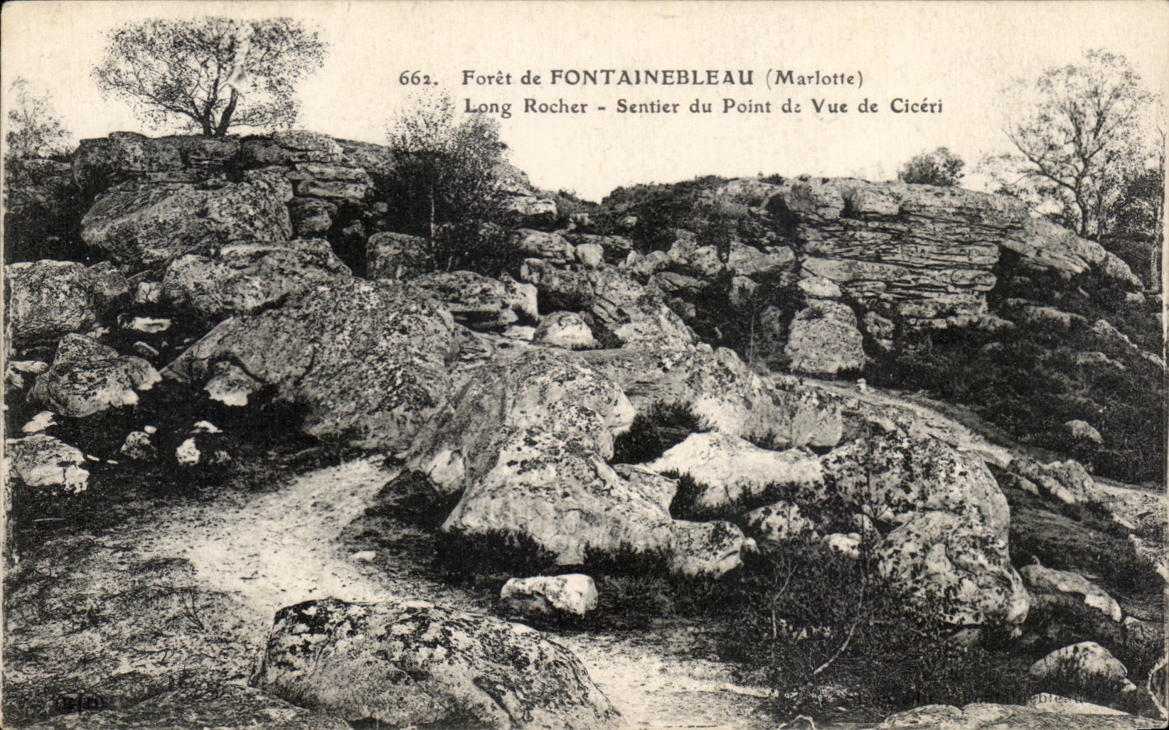 Foresta di Fontainebleau — Long Rocher — Sentiero del Punto di Vista di Cicéri — editore: Marlotte, n° 662