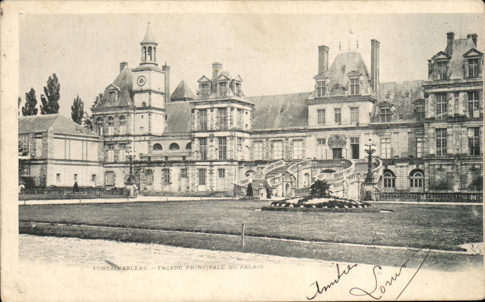 Fontainebleau — Fachada principal del castillo — Impr. Louis