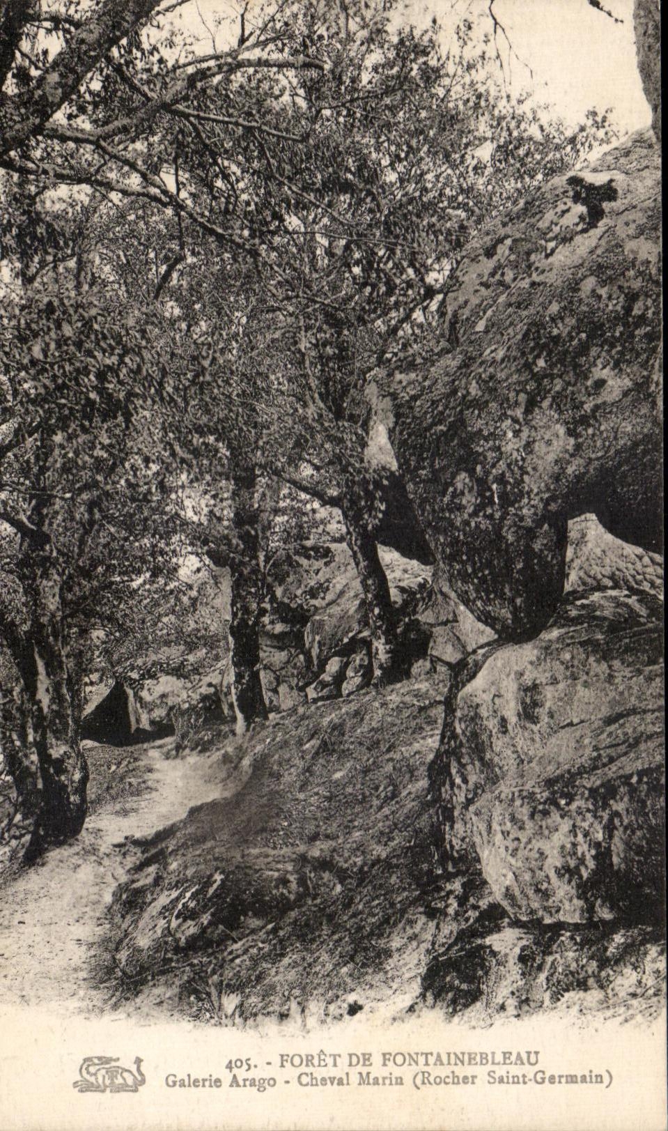 Foresta di Fontainebleau — Galerie Arago, Cavallino Marino, Rocca di San Germain — editore Galerie Arago, n° 405