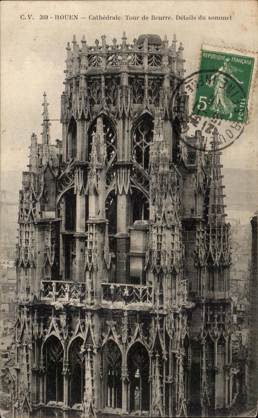 CPA Rouen Cathedrale Tour de Beurre Details du sommet