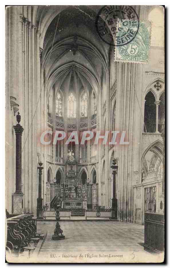 CPA Eu Interieur de l'Eglise Saint I aurent