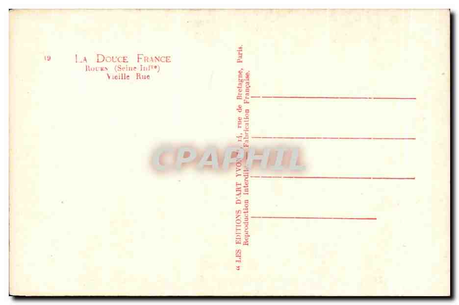 CPA La Douce France Rouen Vielle Rue — Verso