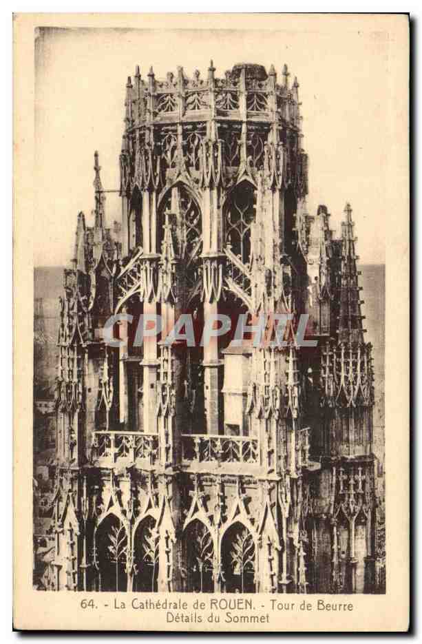 CPA La cathedrale de Rouen Tour de Beurre Details du Sommet