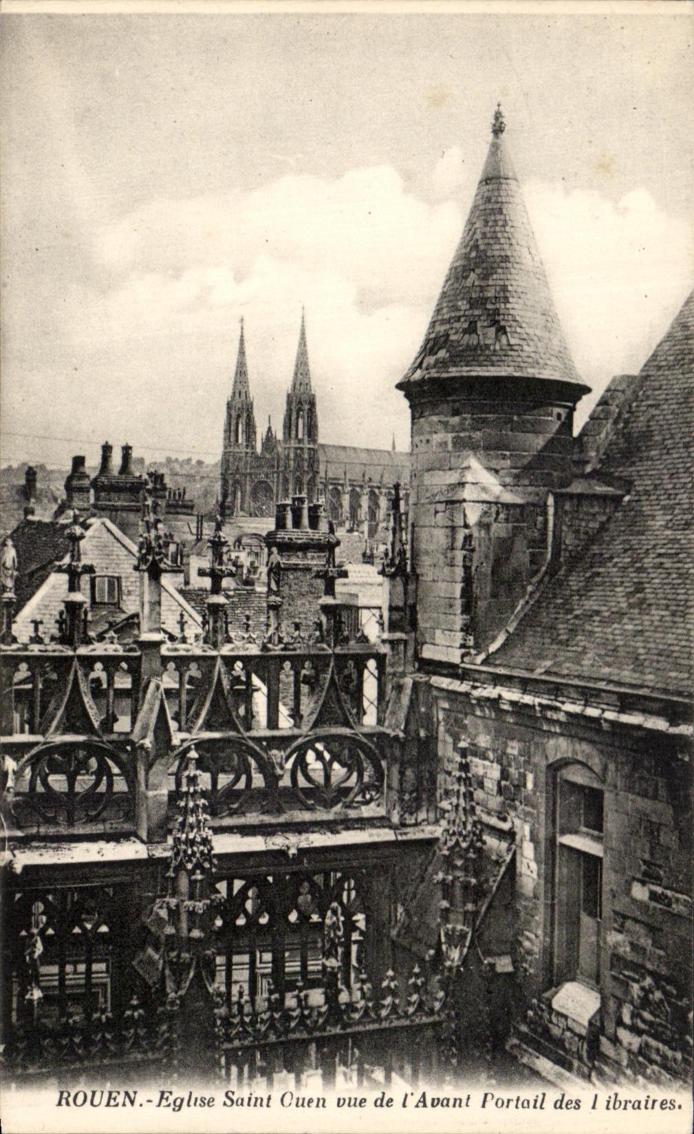 CPA Rouen Eglise Saint Ouen Vue De l'Avant Portail des libraires
