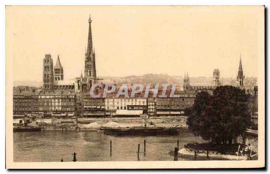 CPA Rouen Panorama Sur La Cathedrale St Maclou et St ouen