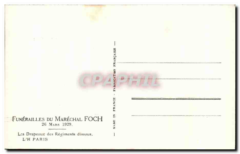 CPA Funerailles Du Marechal Foch Mars Depart de Notre Dame Le clerge Mars 1929 Paris Militaria — Rückseite