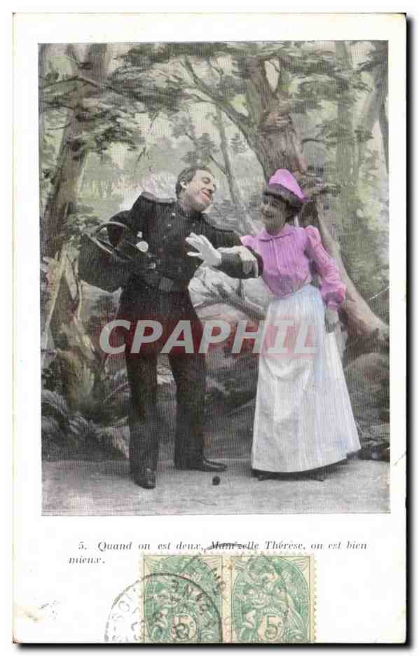 CPA Quand on est deux Manree Therese on est bien mieux Fantaisie Femme Militaria