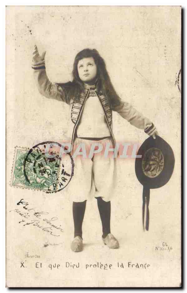 CPA Fantaisie Enfant Et que Dieu protege la France 
