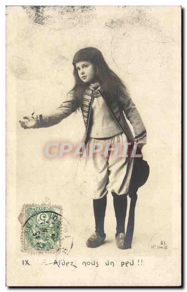 CPA Fantaisie Enfant Aidez nous un peu 