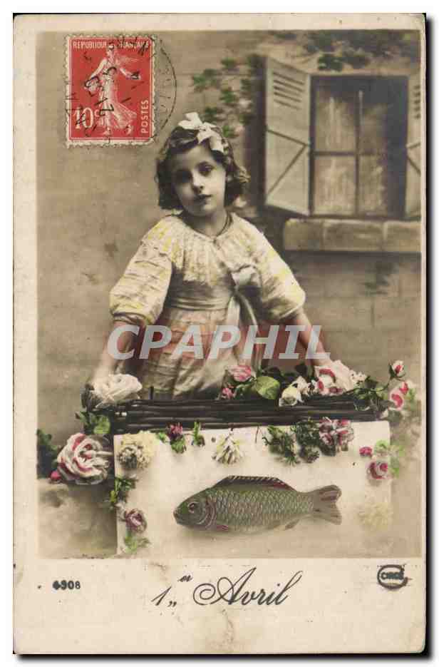 CPA Fantaisie Enfant 1er avril Poisson 