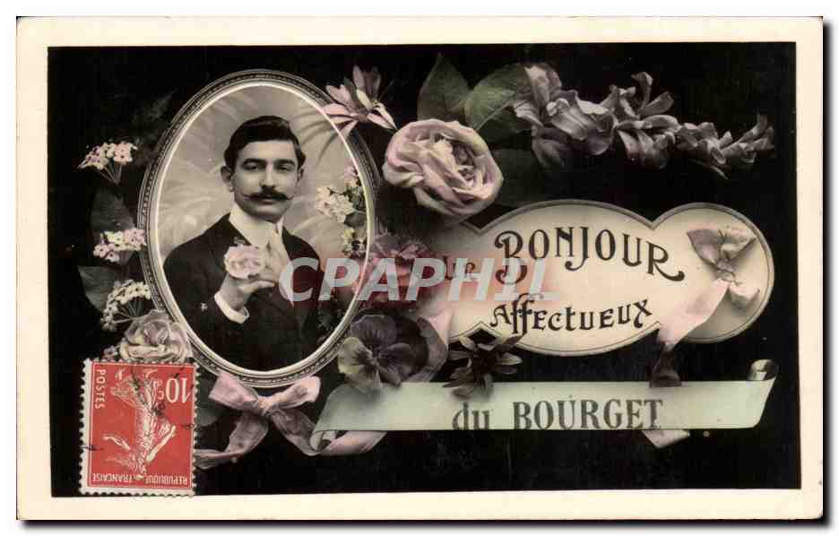 Retrato de hombre con rosa — Saludo Afectuoso del Bourget — editor anónimo