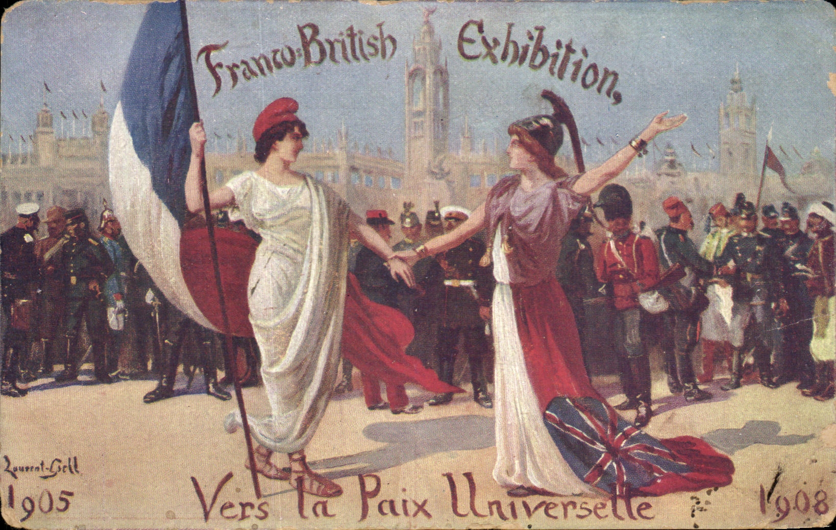 CPA Fantaisie British Exhibition Vers la paix universelle 