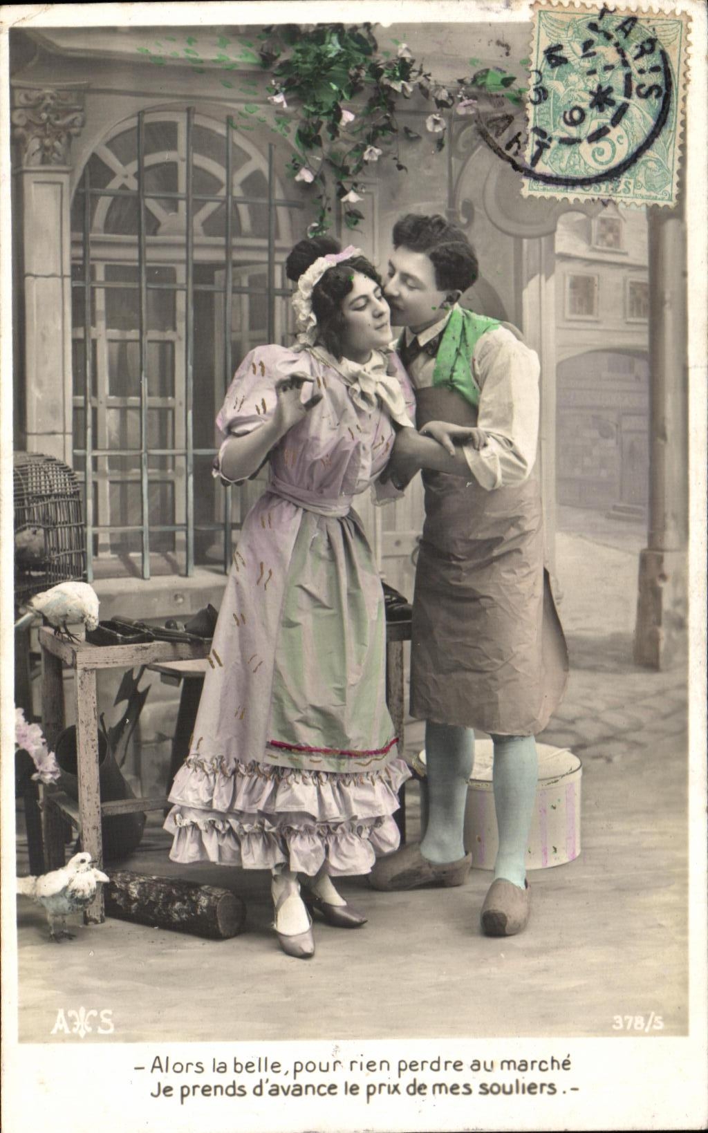 Scène de marché — couple amoureux — A.C.S. n°378/5