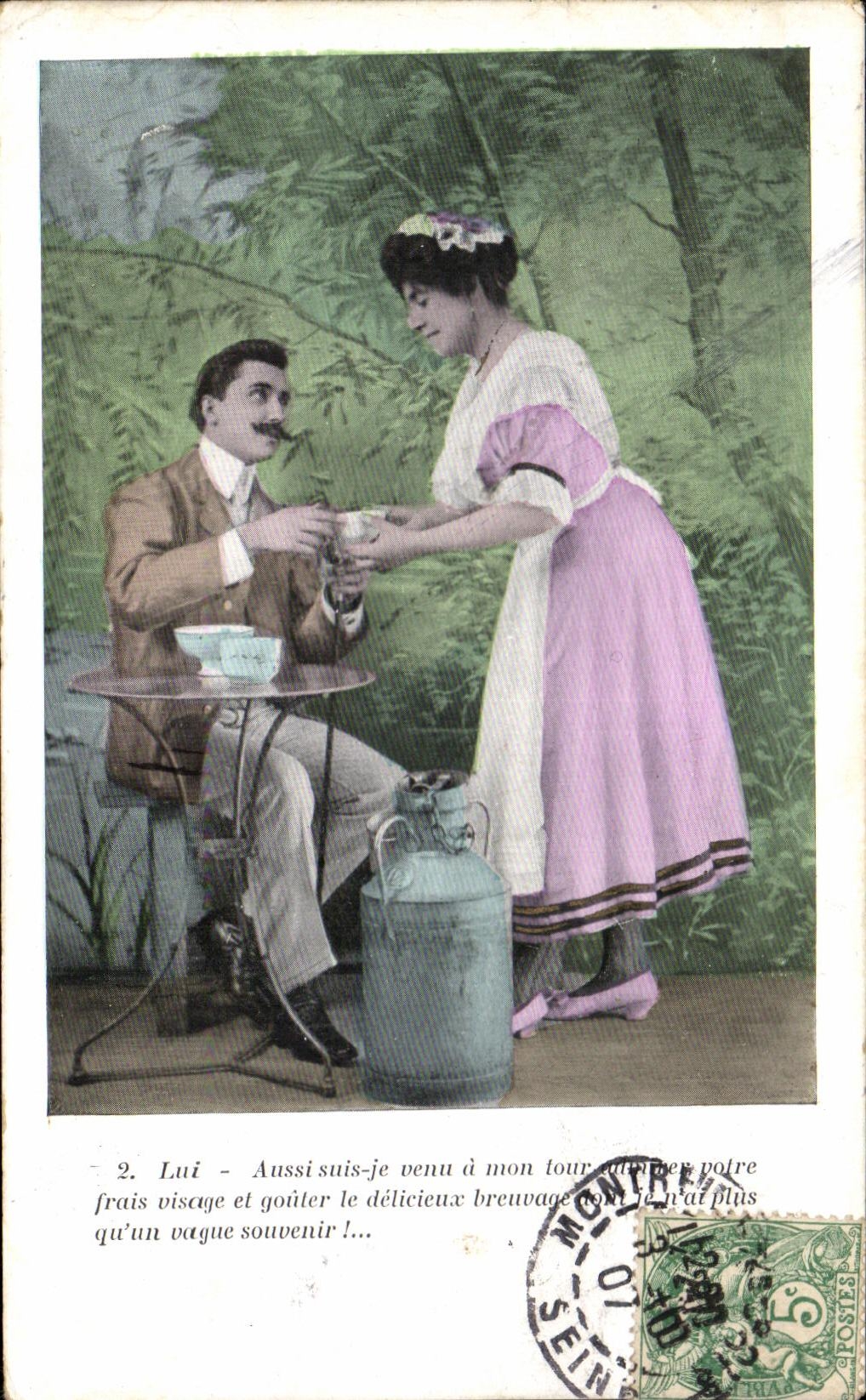 CPA Fantaisie Femme Couple Laitiere