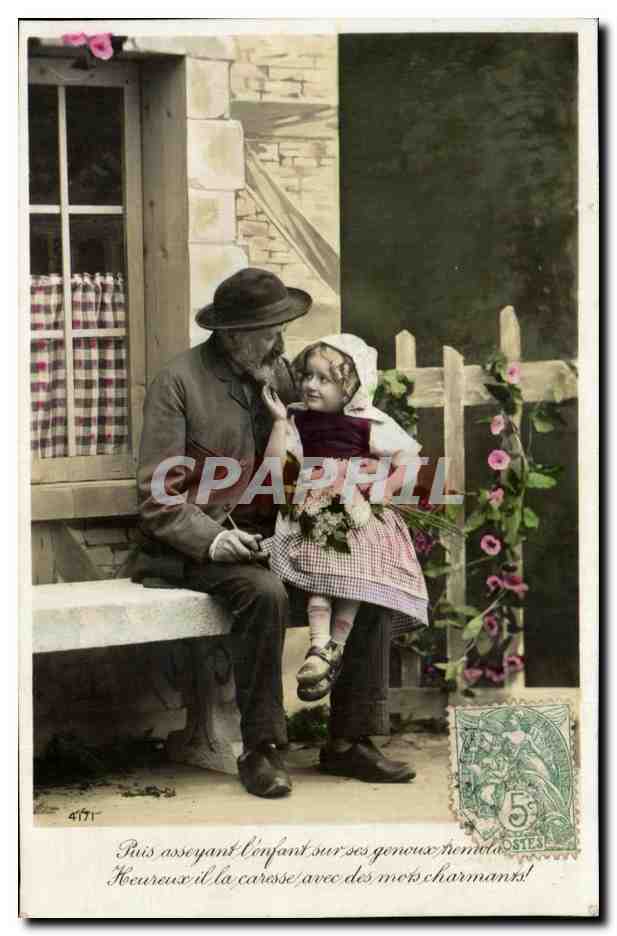 CPA Fantaisie Enfant Enfant et grand pere