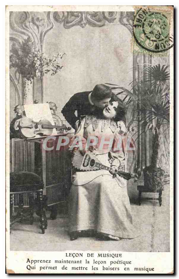 CPA Fantaisie Femme Lecon de musique