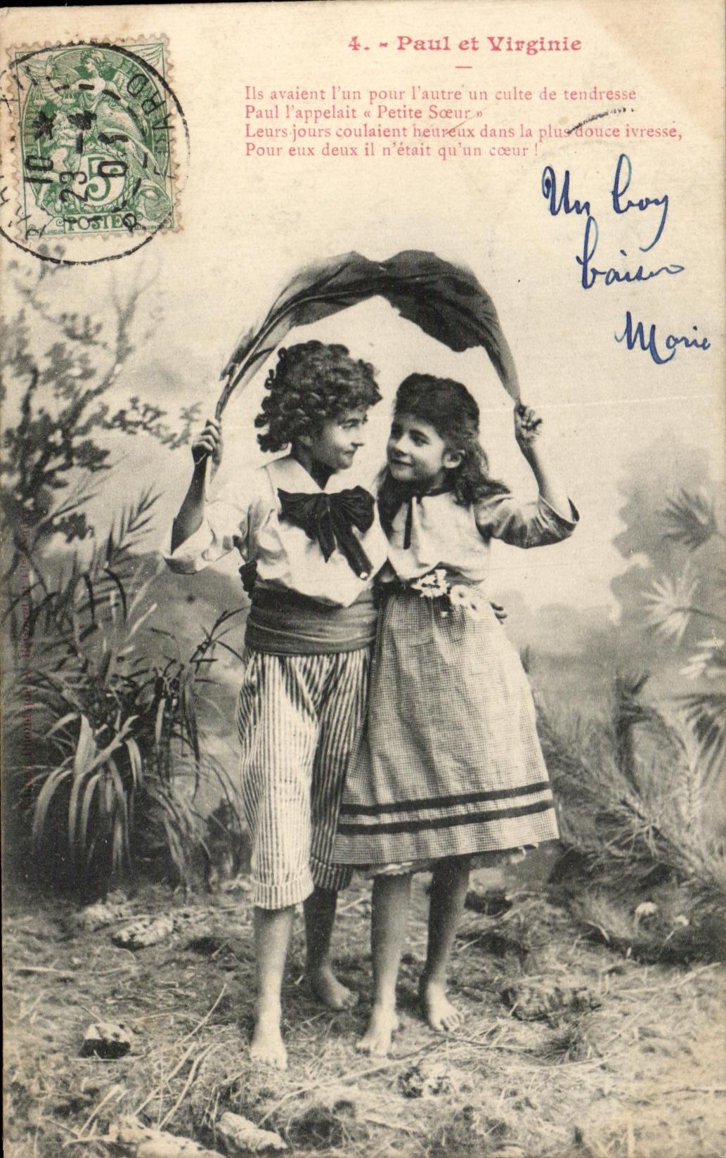 CPA Fantaisie Enfants Paul et Virginie