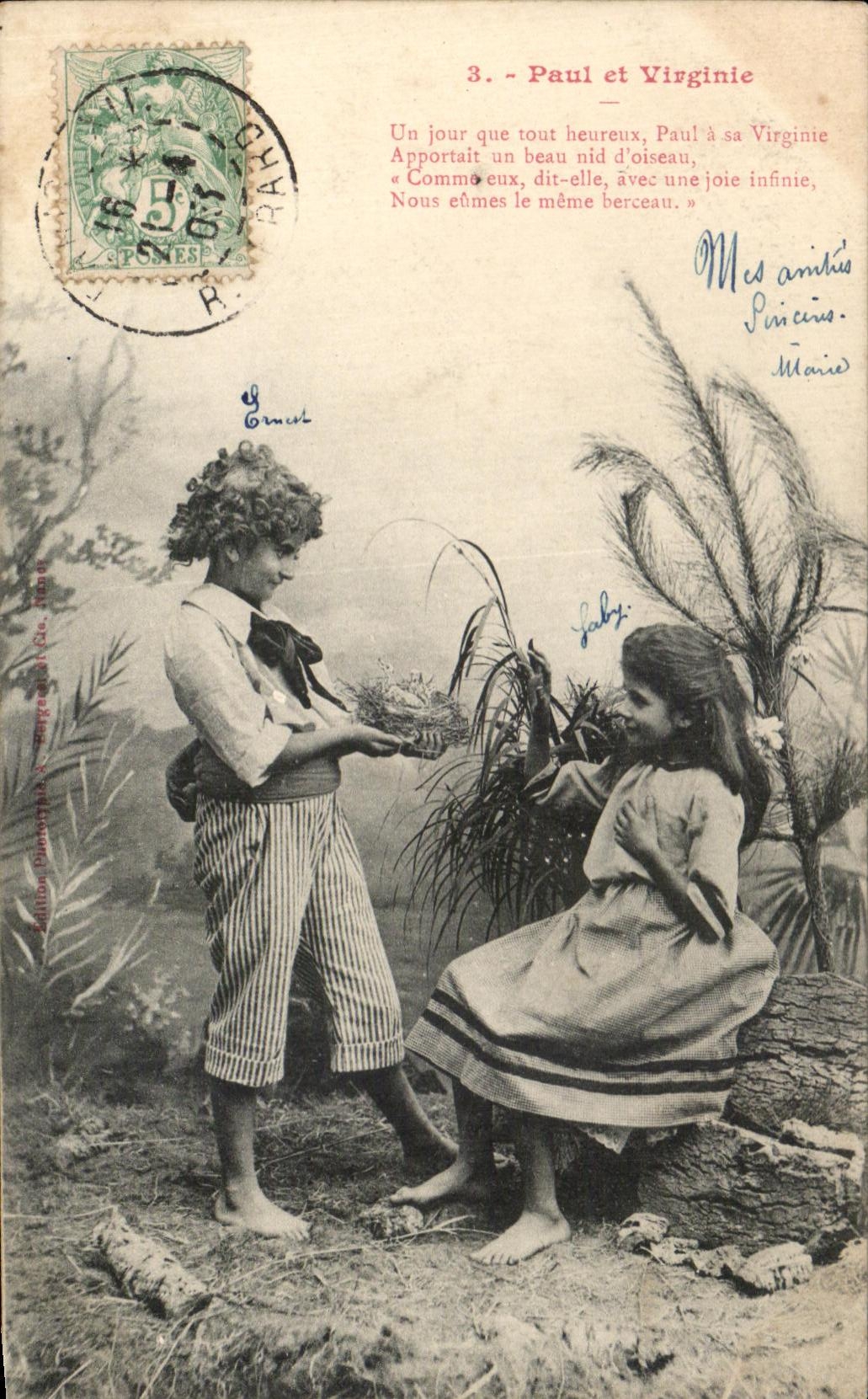 CPA Fantaisie Enfants Paul et Virginie