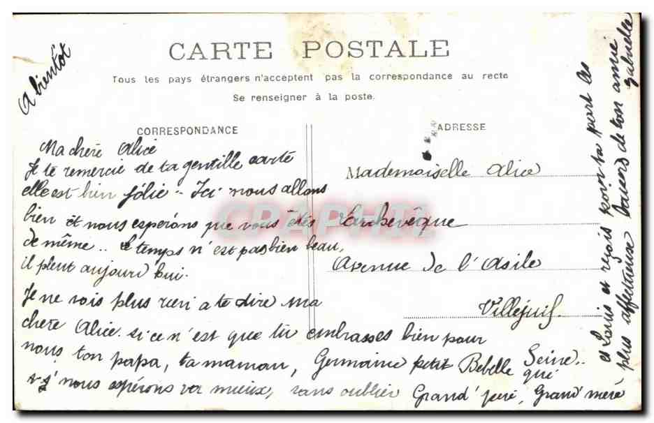 CPA Fantaisie Enfant Alsace Rouet — Rückseite