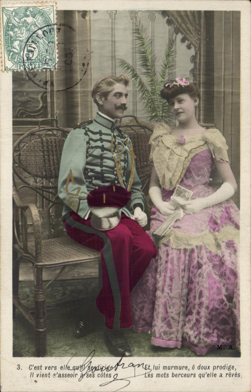 Couple en tenue de soirée — M.A. — Carte postale