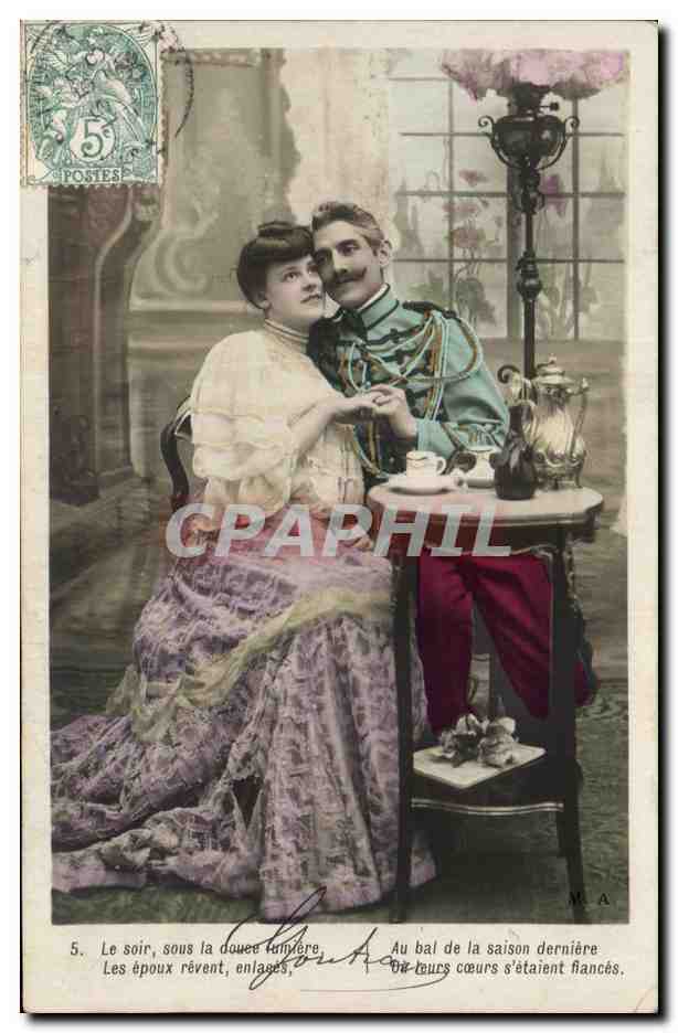 Couple au bal — scène de soirée — éditeur M. A. n°5