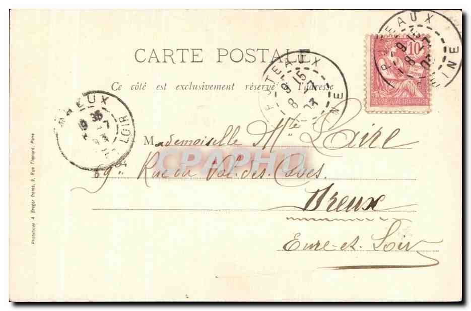 Escena teatral — Tu no tendrás mi rosa — Editor: Bregor Frères & R. Raux, París, n°7 — Reverso