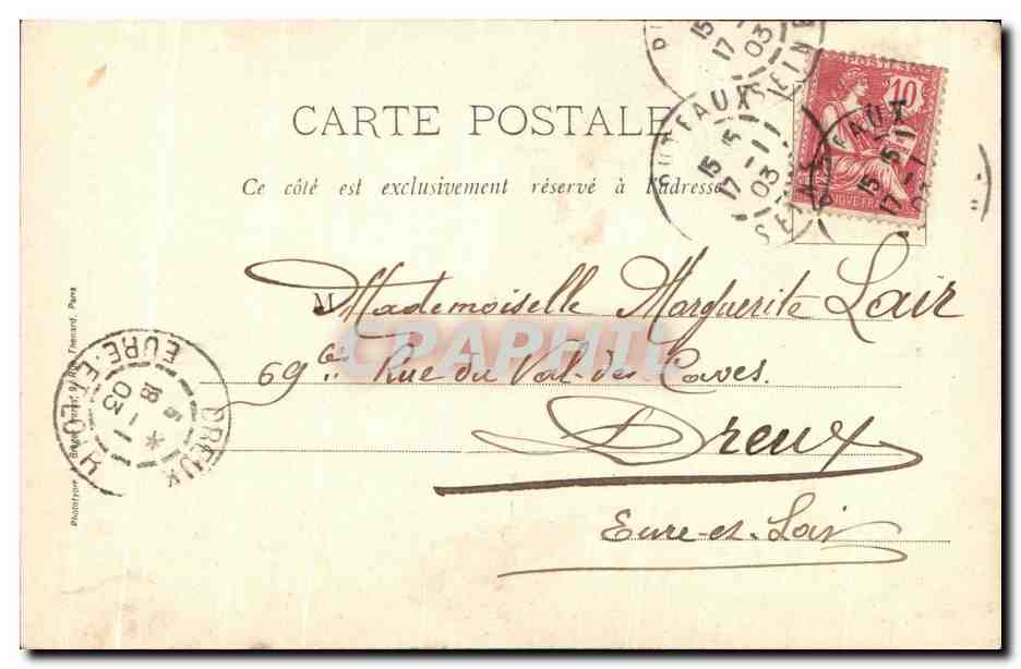 Deux personnages en costume de scène — Puteaux, 1903 — Éditeur non identifié — Reverso