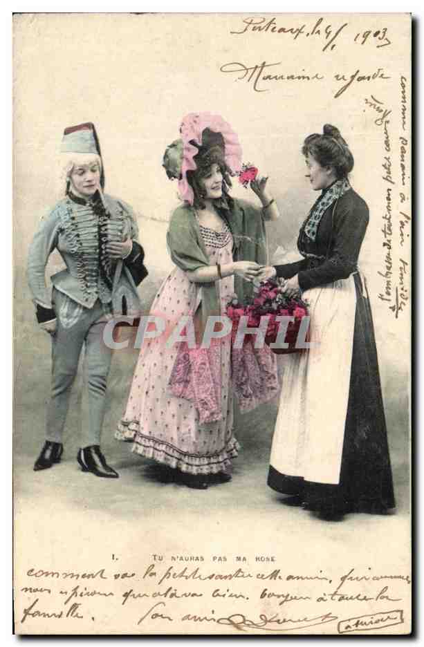 CPA Fantaisie Femme Tu n'auras pas ma rose
