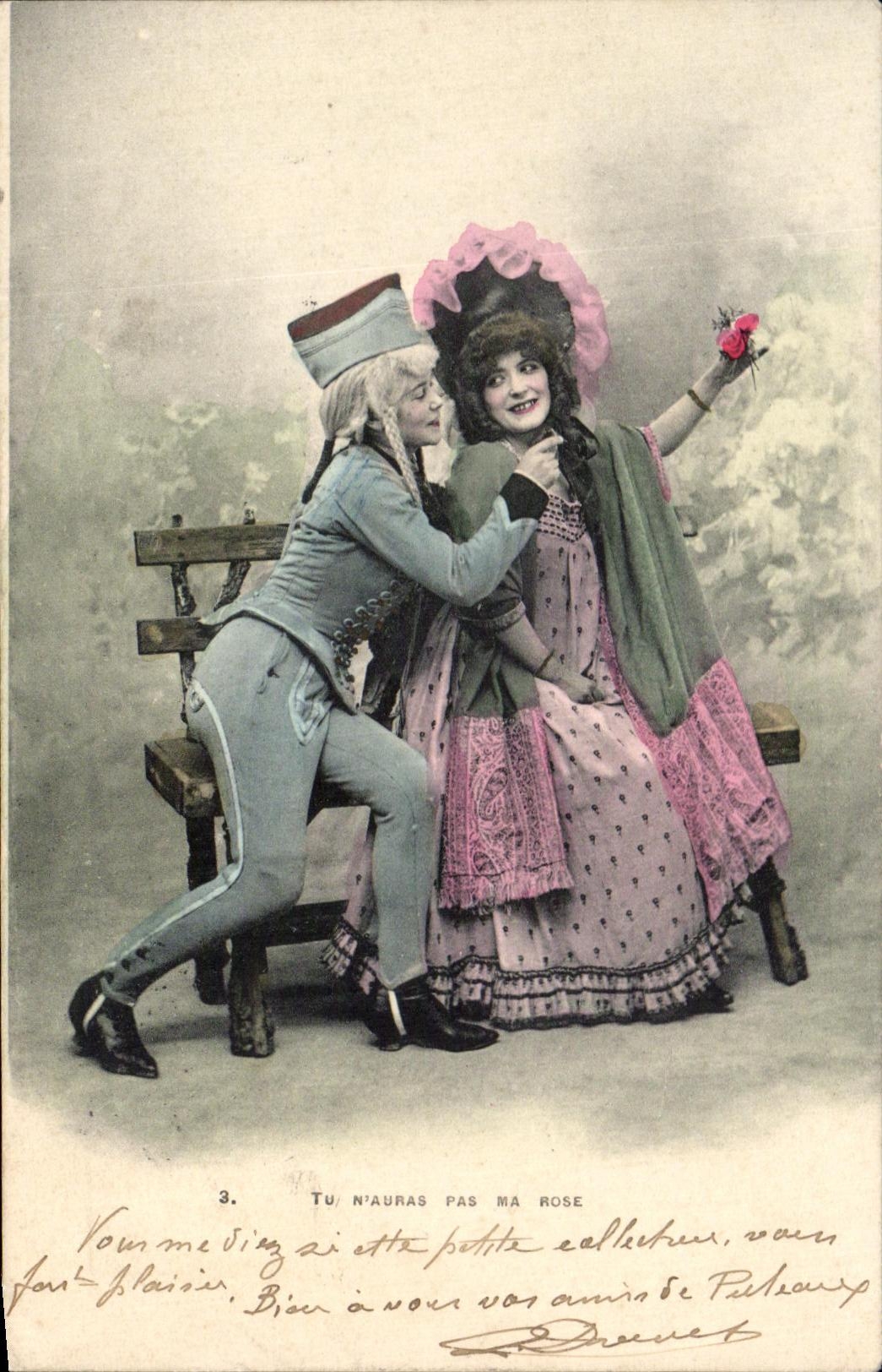 Deux personnages en costume — scène de comédie — Phototypie A Bruger Frères, Paris, n°3