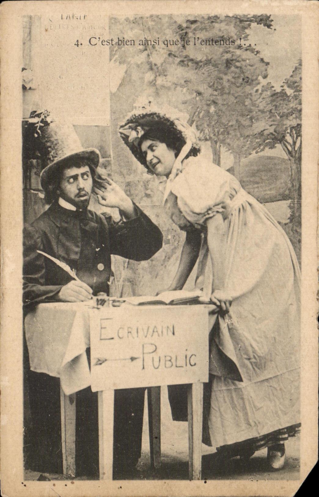 CPA Fantaisie Femme Ecrivain public