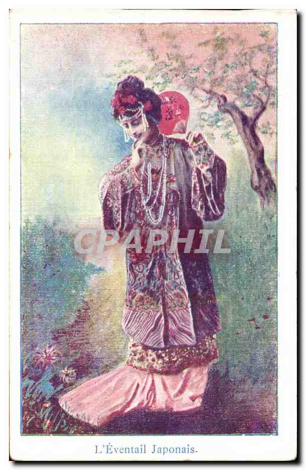 CPA Fantaisie Femme Eventail Japonais Japon Nippon