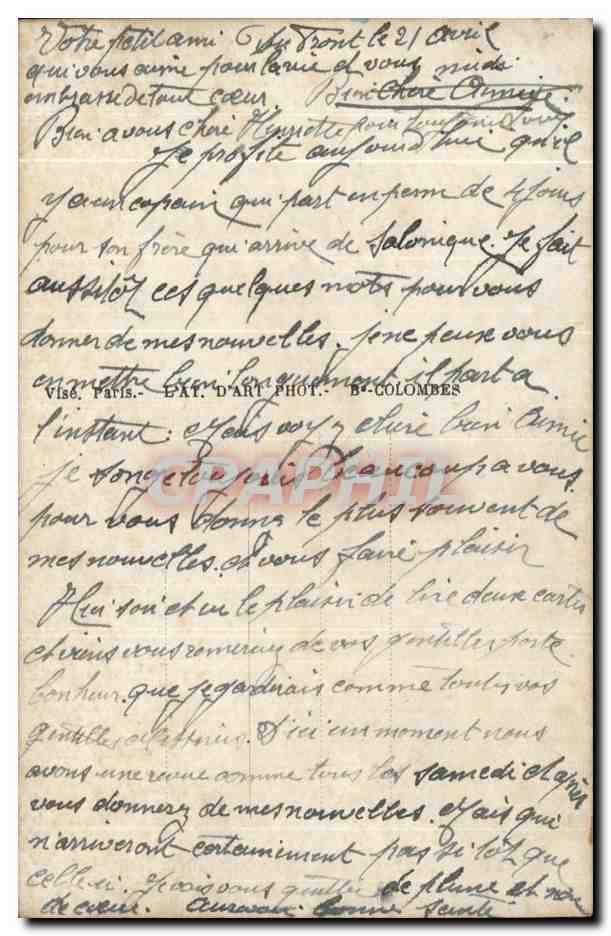 CPA Fantaisie Femme Fleurs Militaria  — Rückseite