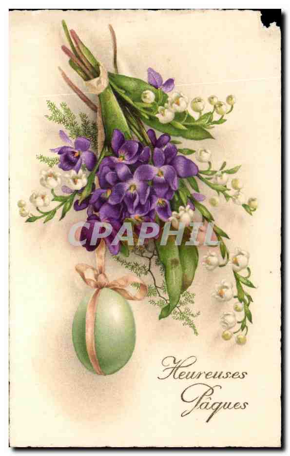 CPA Fantaisie Fleurs Oeuf Paques