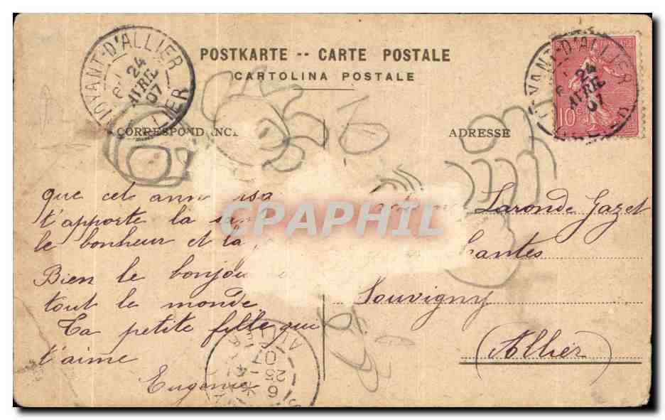 CPA Fantaisie Fleurs Main Anniversaire — Verso