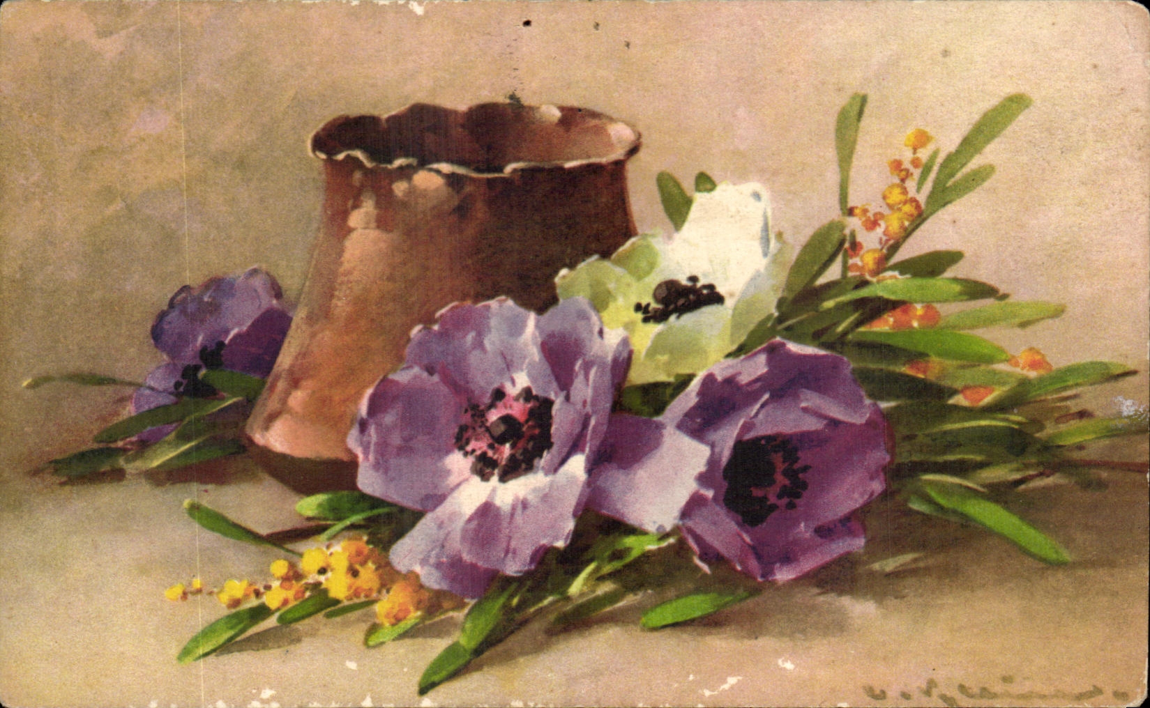 CPA Fantaisie Fleurs Nature morte