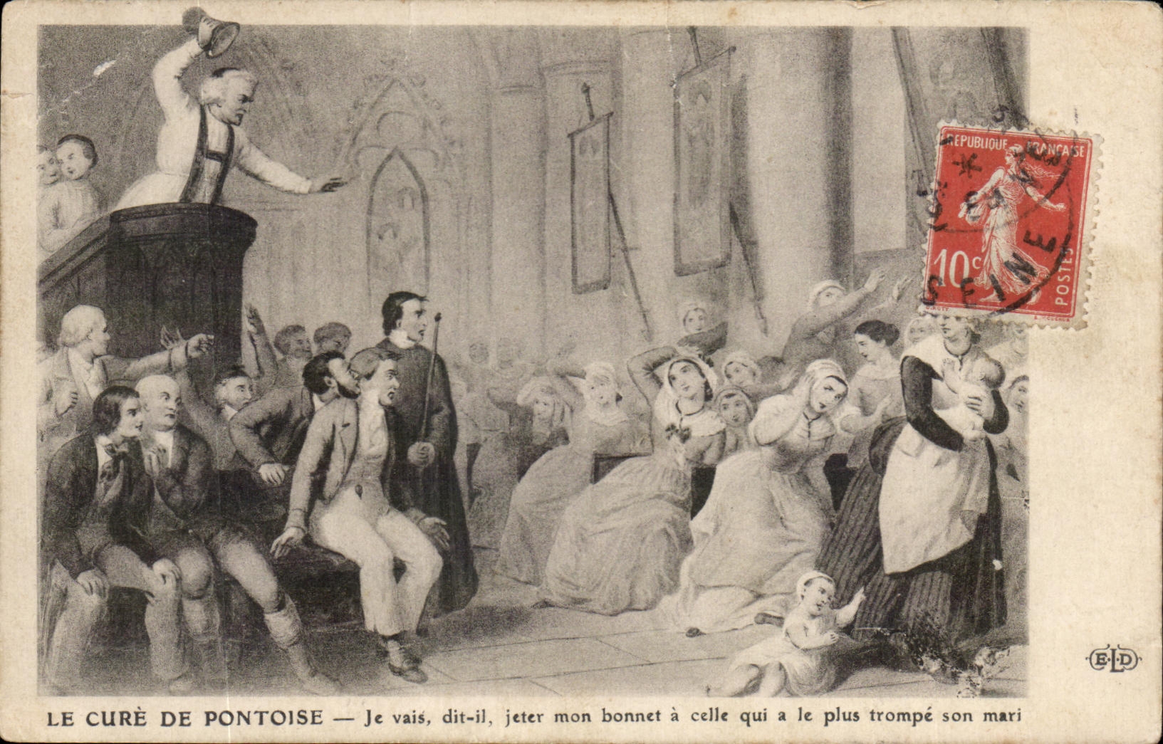 CPA Fantaisie Le cure de Pontoise 