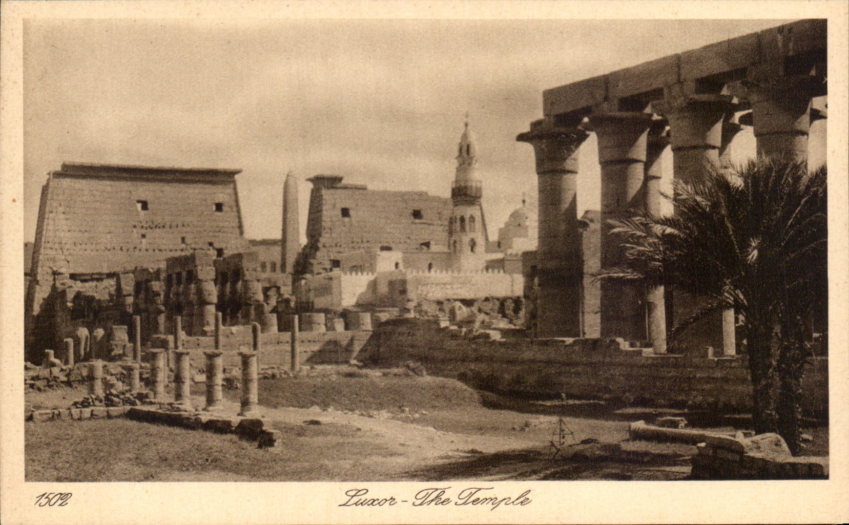 Luxor - The Temple — vue des ruines et colonnades — série 1502, éditeur Lehner & Landrock, Caire