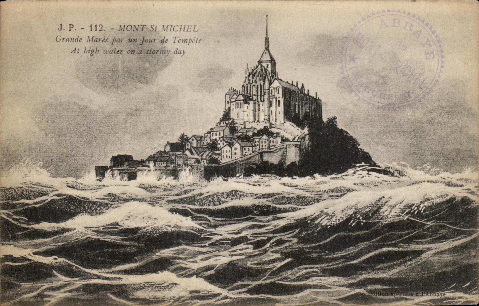CPA Mont St michel Grande Maree par un Jour de Tempete 