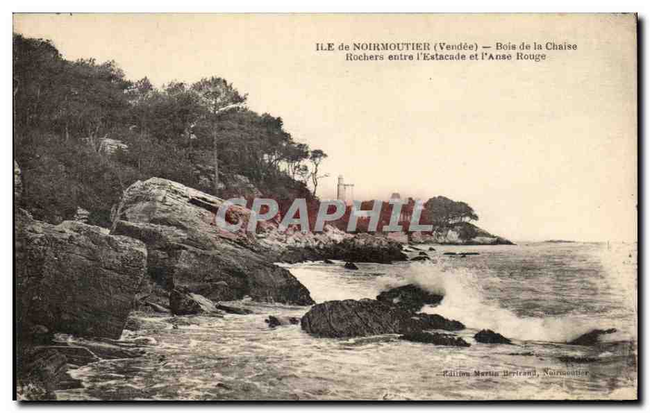 Ile de Noirmoutier (Vendée) — Rochers entre l'Estacade et l'Anse Rouge — Édition Martin Bertrand, Noirmoutier