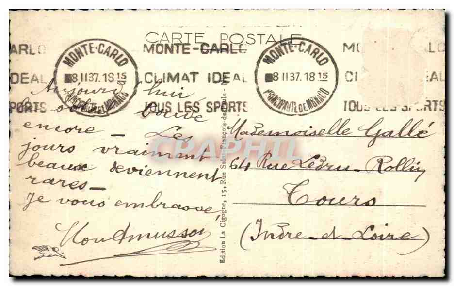 CPA Monaco Le Ravin Sainte Devote Et Le Port — Verso