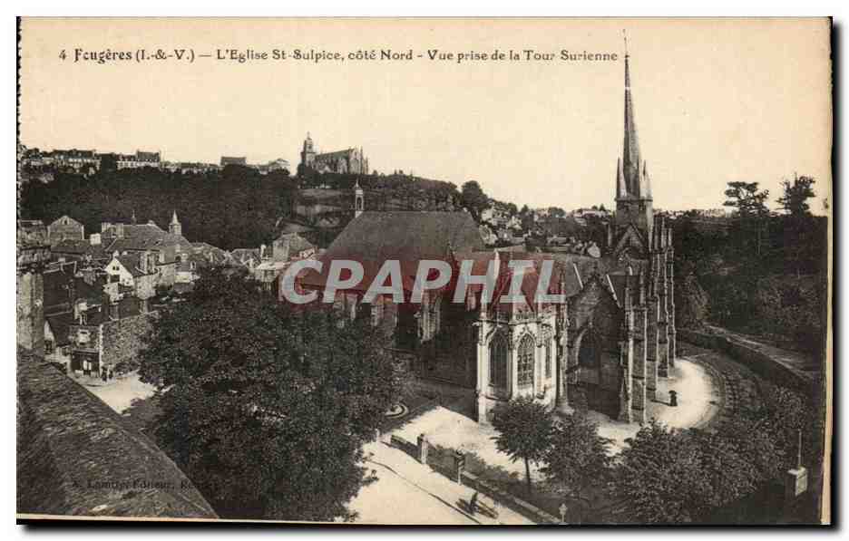 CPA Fougeres l'Eglise St Dulpices cote Notre vue prise de la Tour Surienne