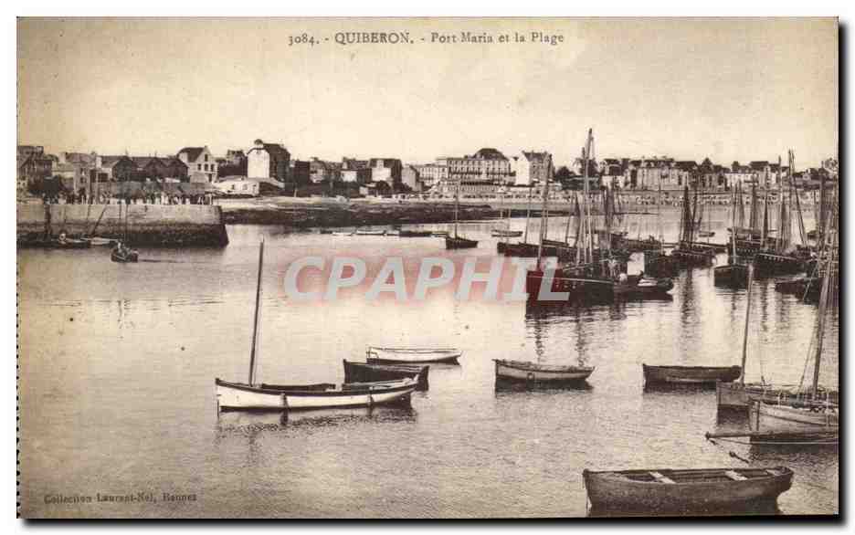 CPA Quiberon Port Maria et la Plage Bateaux
