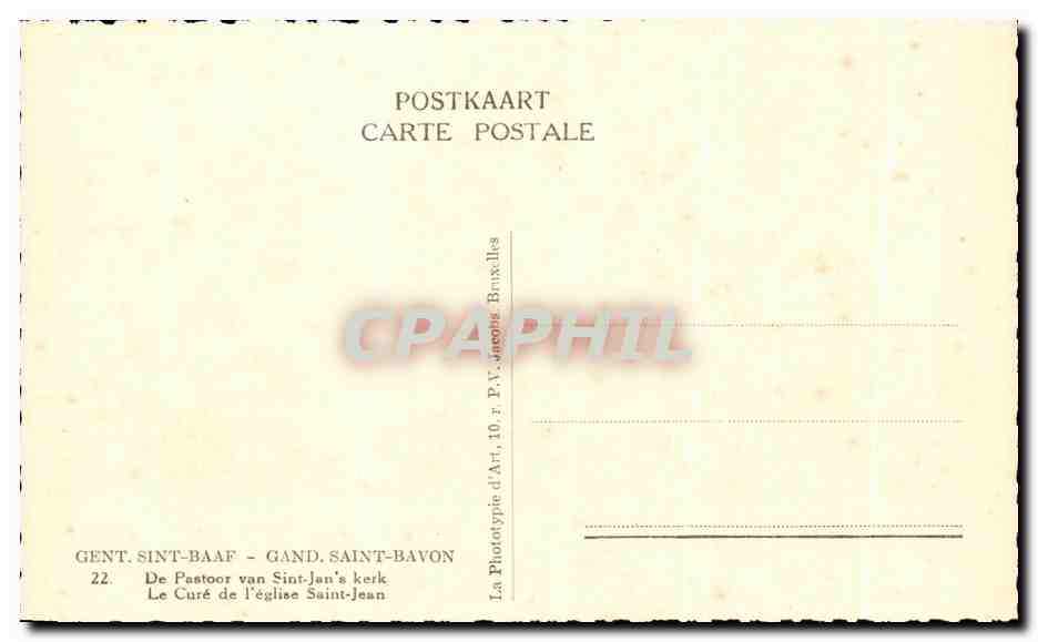 CPA Gent Sint Baaf Gand Saint Bavon De pastoor van Sint Jen s kerk le Cure de  — Verso