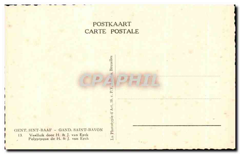 CPA Gent Sint Baaf Gand Saint Bavon Veelluik door van Eyck  — Verso