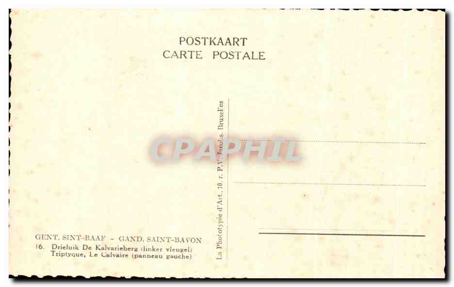 CPA Gent Sint Baaf Gand Saint Bavon Deel van het vedelluik van  — Verso