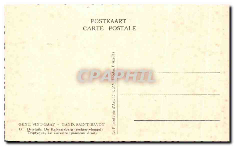 CPA Gent Sint Baaf Gand Saint Bavon Drieluik De Kalvarieberg Triptyque Le calvaire — Rückseite