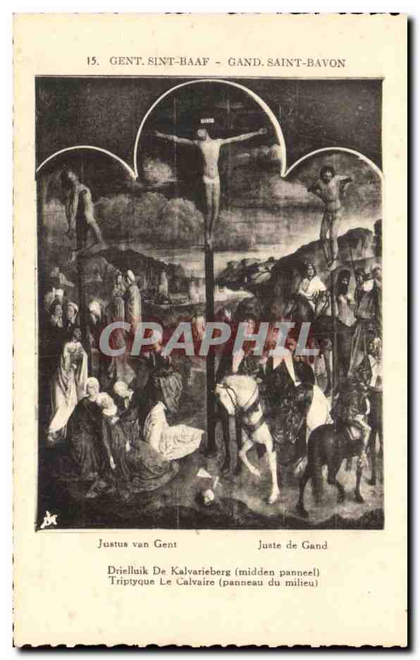 CPA Gent Sint Baaf Gand Saint Bavon Justus van Gent Le calvaire Tryptique