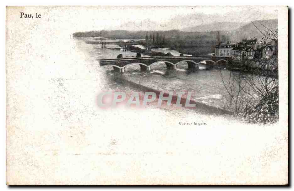 CPA Pau le vue sur la gare