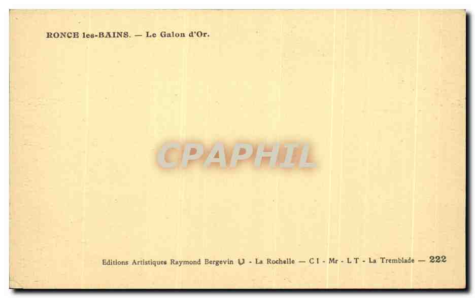 CPA Ronce Les Bains Le Galon d'Or — Rückseite